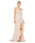 ფოტო #1 პროდუქტის Women's Floral Print Sleeveless Ruffled High Low Gown