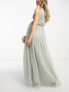 Anaya With Love Maternity Bridesmaid tulle one shoulder maxi dress in sage green