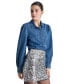 ფოტო #3 პროდუქტის Women's Cotton Puffed-Shoulder Denim Shirt