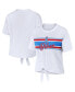 Фото #1 товара Women's White Tennessee Titans Front Tie Retro T-shirt