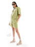 IIsla & Bird oversized broderie beach shirt co-ord in pine garden green