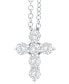 ფოტო #1 პროდუქტის Diamond Cross Pendant Necklace (1 ct. t.w.) in 14k White Gold, 16" + 2" Extender