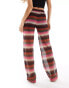 Noisy May crochet beach trouser co-ord in pink stripe