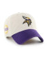 ფოტო #2 პროდუქტის Men's '47 Cream, Purple Minnesota Vikings Sidestep Clean Up Adjustable Hat