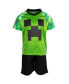 Boys Skeleton Enderman Zombie T-Shirt and Mesh Shorts Outfit Set to Green/Black, 6 - фото #4