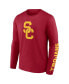 Men's Cardinal USC Trojans Double Time 2-Hit Long Sleeve T-shirt