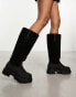 Public Desire Mason borg chunky knee boots in black