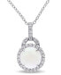 ფოტო #1 პროდუქტის Opal (1-3/4 ct. t.w.) and White Topaz (2/5 ct. t.w.) Halo Charm 18" Necklace in Sterling Silver