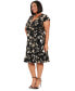 Фото #3 товара Plus Size Foil-Print Surplice V-Neck Dress