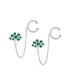 ფოტო #1 პროდუქტის Helix Chain & Cable Ear Cuff Cartilage Earlobe CZ Green Family Tree of Life Earrings For Women .925 Sterling Silver
