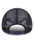 ფოტო #3 პროდუქტის Men's White/Navy Penn State Nittany Lions Court Sport Foam A-Frame 9FORTY Adjustable Trucker Hat