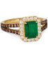 ფოტო #1 პროდუქტის New Emerald (1-1/5 ct. t.w.) & Diamond (7/8 ct. t.w.) Halo Split Shank Ring in 14k Gold