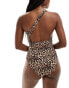 Фото #2 товара ONLY one shoulder swimsuit in leopard print