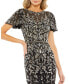 Women's Embellished High Neck Flutter Sleeve Dress