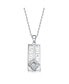 Фото #1 товара Sterling Silver White Gold Plated with White Cubic Zirconia Rectangular Frame Pendant