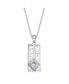 ფოტო #1 პროდუქტის Sterling Silver White Gold Plated with White Cubic Zirconia Rectangular Frame Pendant