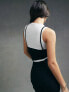 Фото #7 товара ASOS DESIGN contrast overlay top with ruching detail in black and white