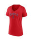 ფოტო #3 პროდუქტის Women's Red Los Angeles Angels Team Lockup V-Neck T-shirt