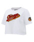 ფოტო #3 პროდუქტის Women's White Chicago Blackhawks Boxy Script Tail Cropped T-shirt