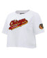 Фото #3 товара Women's White Chicago Blackhawks Boxy Script Tail Cropped T-shirt