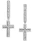 ფოტო #3 პროდუქტის Diamond Cross Dangle Hoop Earrings (1/10 ct. t.w.) in Sterling Silver