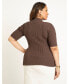Plus Size Sleek Funnel Neck Elbow Sleeve Sweater