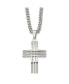 ფოტო #1 პროდუქტის Brushed and Polished Cross Pendant on a Curb Chain Necklace