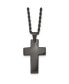 Brushed Black IP-plated Cross Pendant on a Rope Chain Necklace