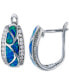 ფოტო #1 პროდუქტის Lab-Grown Blue Opal (5/8 ct. t.w.) & Cubic Zirconia Hoop Earrings in Sterling Silver