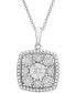 ფოტო #1 პროდუქტის Diamond Cushion Cluster 18" Pendant Necklace (1/10 ct. t.w.) in Sterling Silver