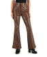 ფოტო #1 პროდუქტის Juniors' Glossy High Rise Faux-Leather Flare Jeans
