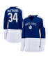Фото #2 товара Women's Auston Matthews Blue and White Toronto Maple Leafs Power Player Long Sleeve Notch Neck T-shirt