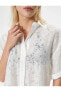 Yarı Transparan Crop Gömlek Kısa Kollu Saten Şerit Detaylı Viskoz Kumaş