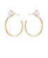 ფოტო #1 პროდუქტის Gold-Tone Imitation Pearl Open Hoop Earrings