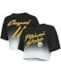 Фото #2 товара Women's Threads Chase Claypool Black, White Pittsburgh Steelers Drip-Dye Player Name and Number Tri-Blend Crop T-shirt