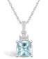 ფოტო #1 პროდუქტის Aquamarine (2 Ct. T.W.) and Diamond (1/10 Ct. T.W.) Pendant Necklace in 14K White Gold