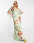 Hope & Ivy backless maxi dress in sage green floral