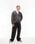 Topman relaxed zip through hoodie in washed black - BLACK