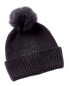 Фото #2 товара Sofiacashmere Cashmere Ribbed Hat With Pom Women's Black