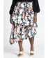 Plus Size Asym Tiered Printed Skirt