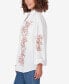 Petite Embroidered Crepe Button Front Top