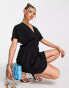 Фото #1 товара Flounce London satin kimono sleeve mini dress in black