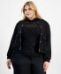 Фото #1 товара Trendy Plus Size Snap-Front Bomber Jacket, Created for Macy's