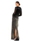 ფოტო #2 პროდუქტის Women's Long Sleeve Beaded Fringe Column Gown