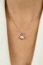 Minimalist silver pendant with genuine pearl PT89W