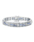 ფოტო #1 პროდუქტის Sterling Silver Clear and Blue Cubic Zirconia Link Bracelet