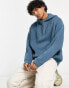 ASOS DESIGN oversized knitted jumper with hoodie in blue