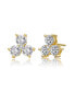 Фото #1 товара Sterling Silver with Round Cubic Zirconia Clover Stud Earrings