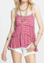 Топ Free People Stripe Tiered Tank Fuchsia