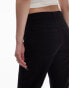 Topshop Petite cropped mid rise straight jeans with raw hems in black